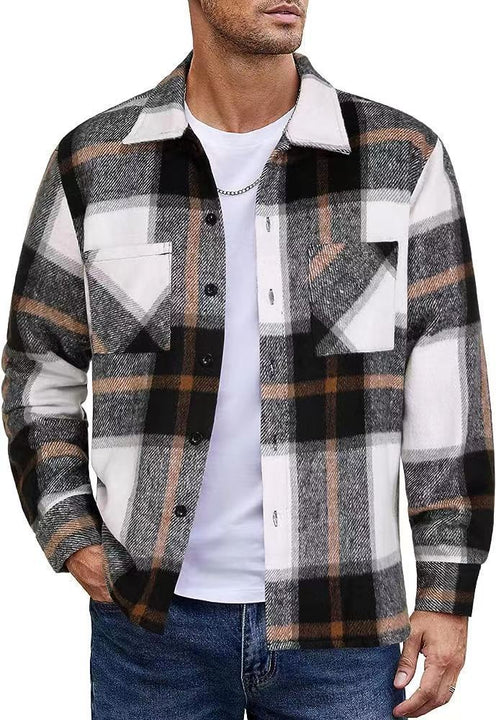 Men's High-end Thermal Plaid Padded Shirt Coat