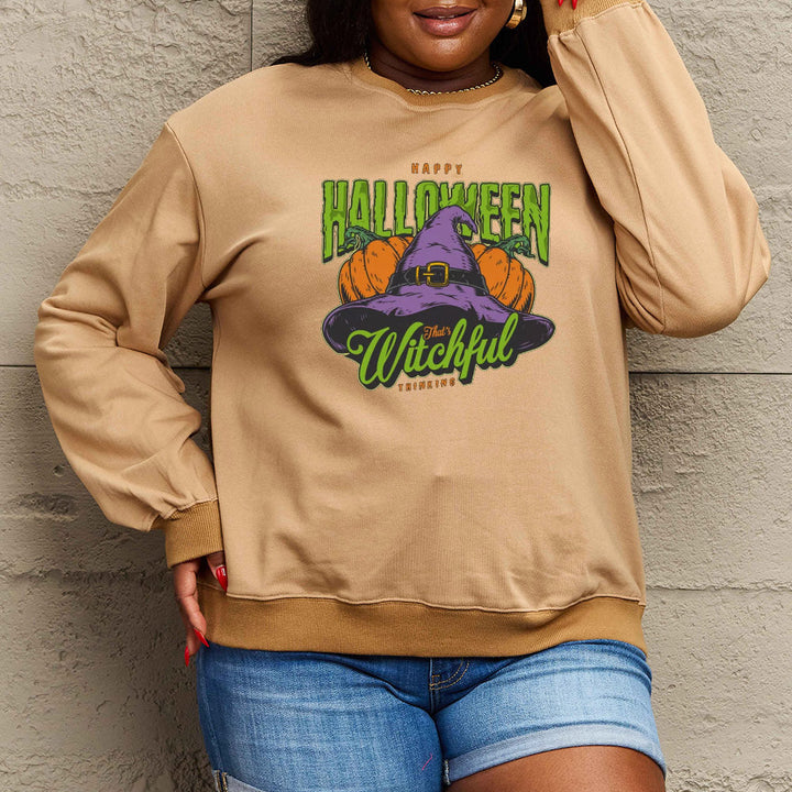 Simply Love Full Size Witch Hat Graphic Sweatshirt