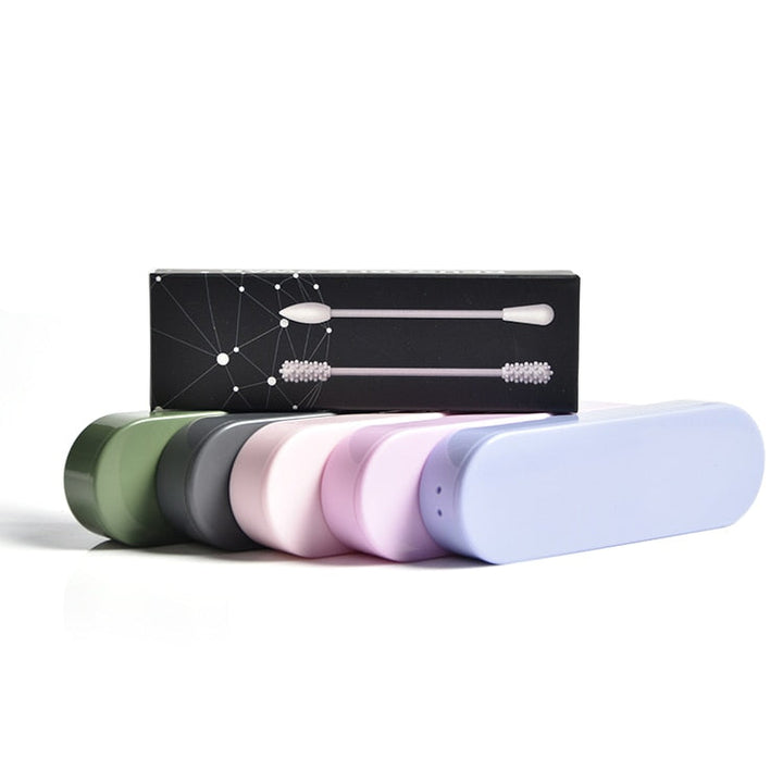 2Pcs Dropshipping Reusable Silicone Cotton Swab With Case Ear Eye Cleaning Washable Makeup Swabs Soft Flexible Make Up Tools