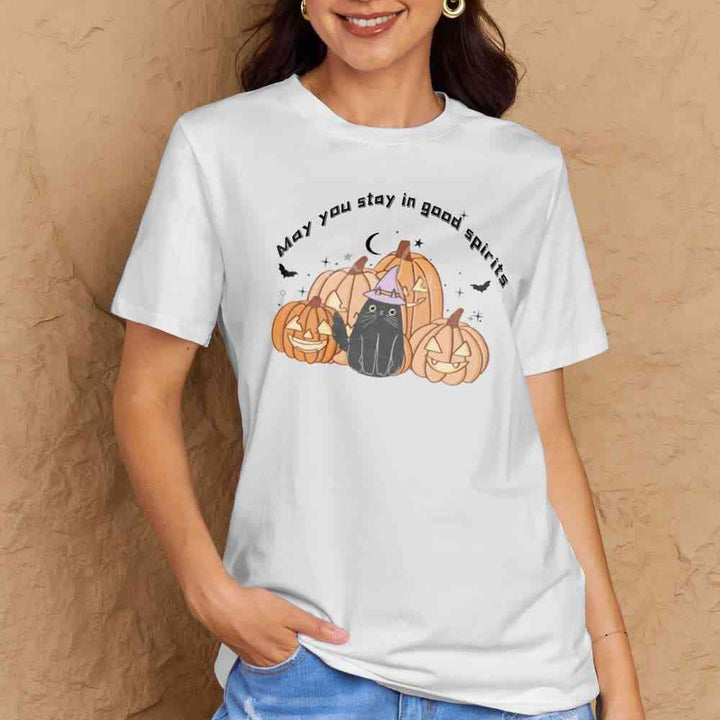 Simply Love Full Size MAY YOU STAY IN GOOD SPIRITS Graphic Cotton T-Shirt
