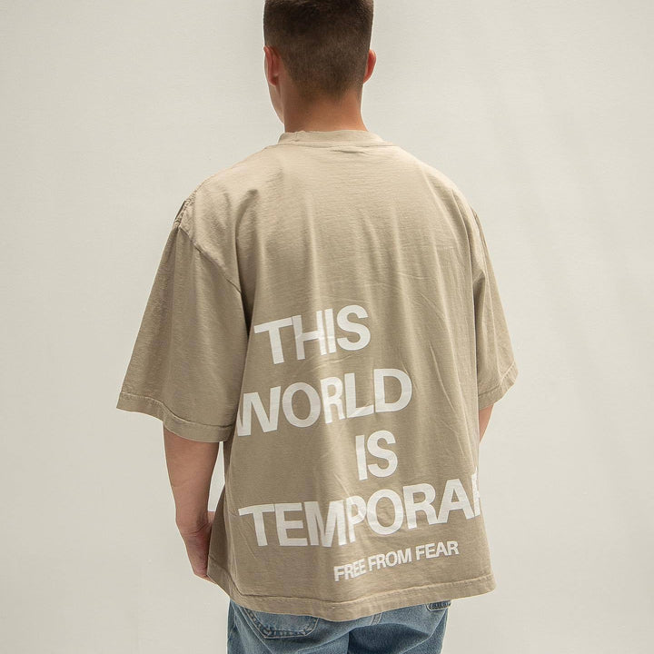 This World Is A Temporary Backletter Printed Short-sleeved T-shirt
