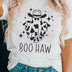 V-Neck Short Sleeve BOO HAW Ghost Graphic T-Shirt