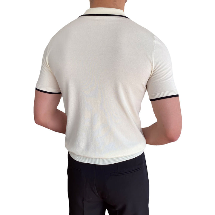 Men's Elbow-sleeved Top Fashion Polo Collar Casual T-shirt