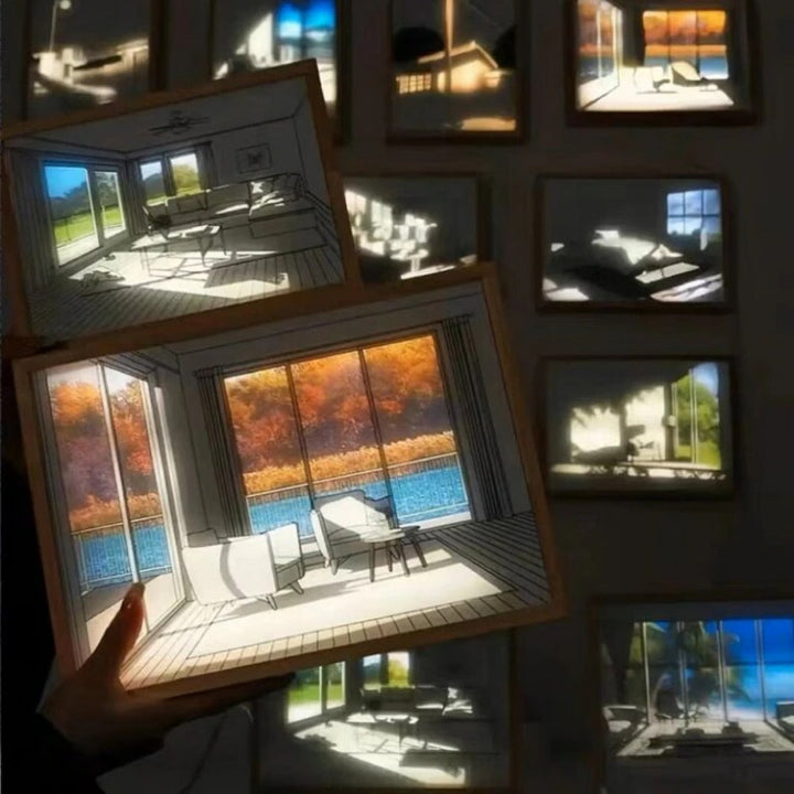 Creative Photo Frame Table Lamps Led Light Painting Framed USB Plug Dimming Lamp Wall Artwork Picture Frames for Bedroom Decor