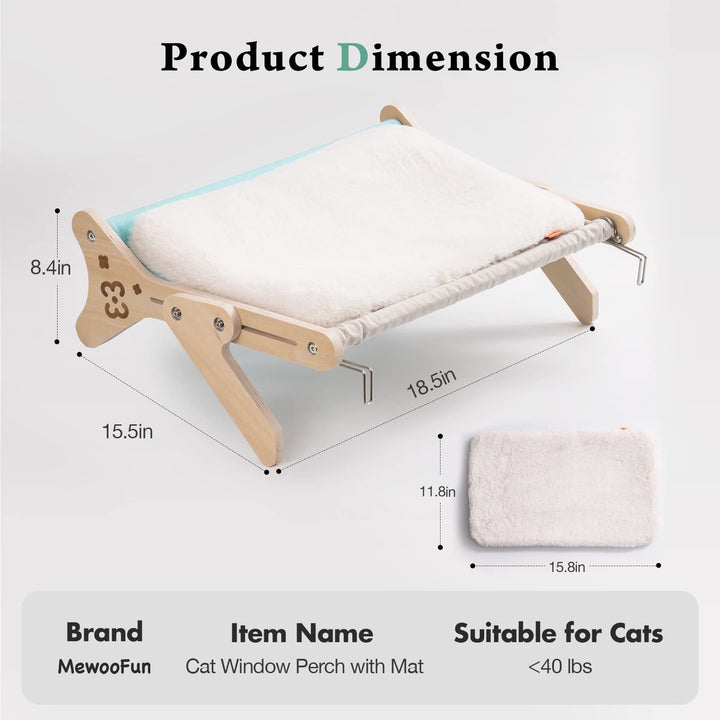Mewoofun Cat Window Perch Cat Bed Hammock Adjustable Sturdy Durable Steady Bed Providing All-Around Sunbath Washable Space Save