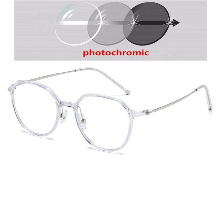 Green Gray Frame Polygon Prescription Glasses For The Nearsighted TR90 Blue Light Blocker Myopia Spectacles 0 -0.5 -0.75 To -6.0
