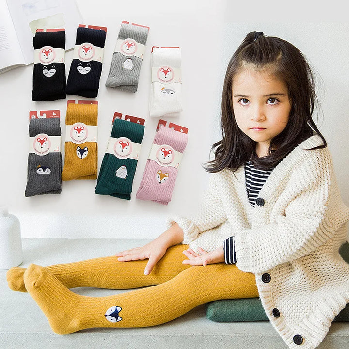 Baby Pantyhose Girls Tights Embroidery Cartoon Pattern Girl Pants Cotton Winter Stockings Trousers Autumn Tights 1-12 Years