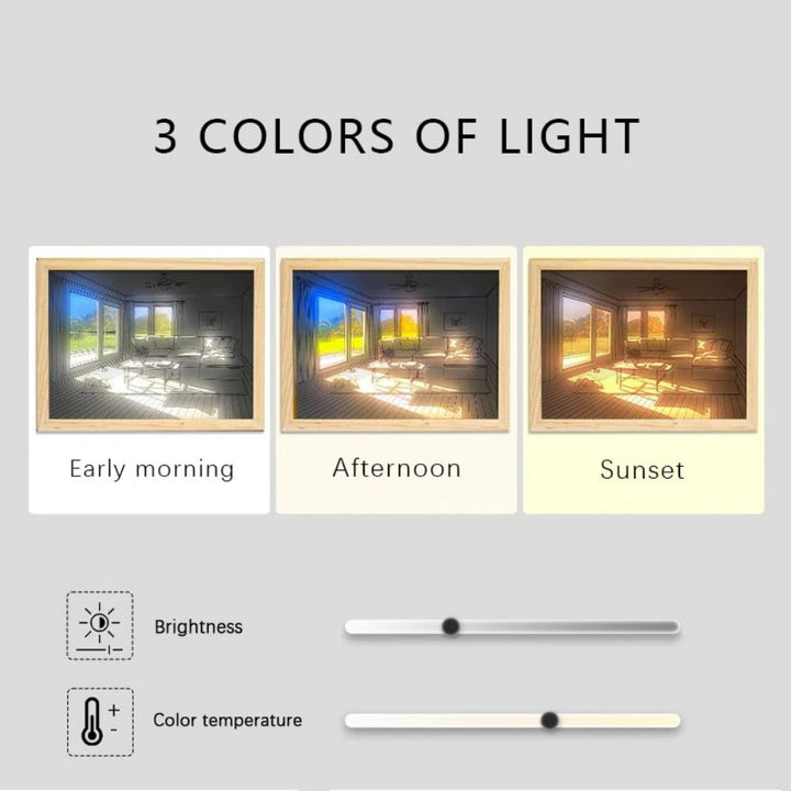 Creative Photo Frame Table Lamps Led Light Painting Framed USB Plug Dimming Lamp Wall Artwork Picture Frames for Bedroom Decor