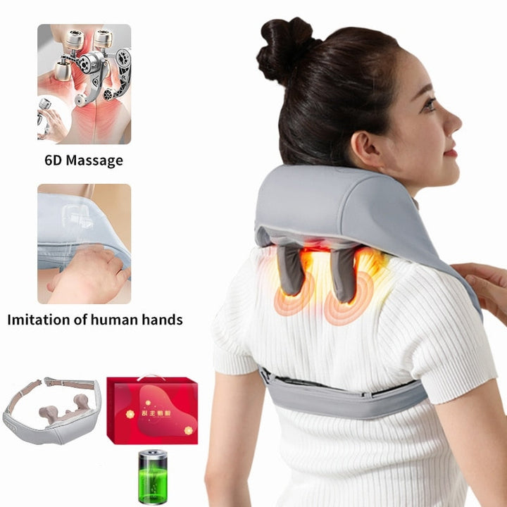 (with Gift Box) JinKaiRui U Shape Electrical Shiatsu Back Neck Shoulder Body Massager Infrared Heated Kneading Car/Home Massager