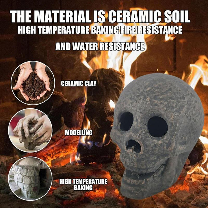 Halloween Human Skull Decoration Reusable Ceramic Fire Pit Skulls Party Favors For Campfire Haunted House Firepit Bonfire Decor
