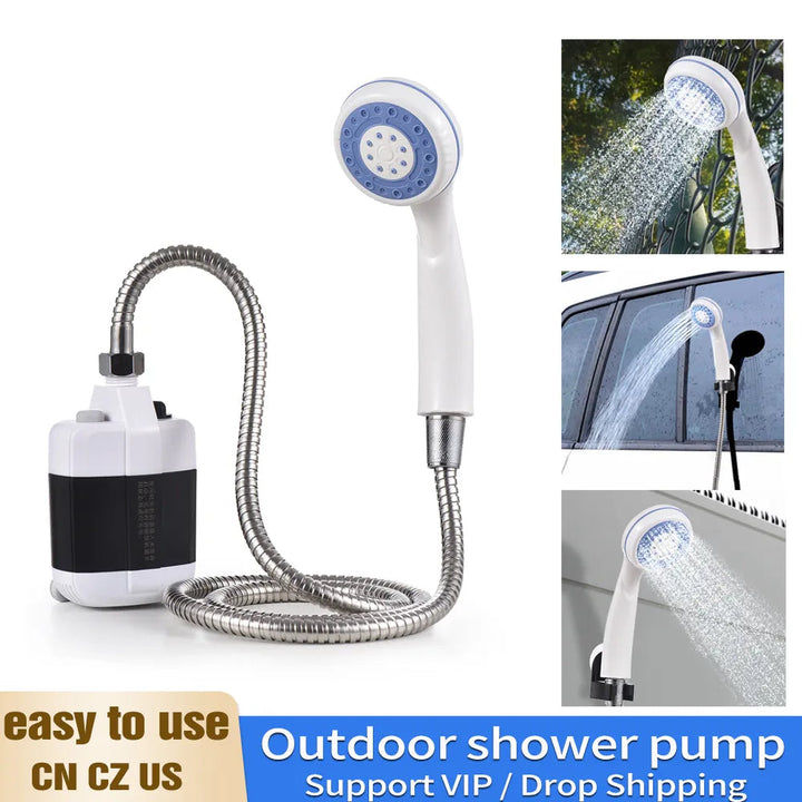 Portable Camping Shower Outdoor USB Rechargeable Electric Shower Pump for Camping Car Washing Gardening Pet Cleaning Traveling