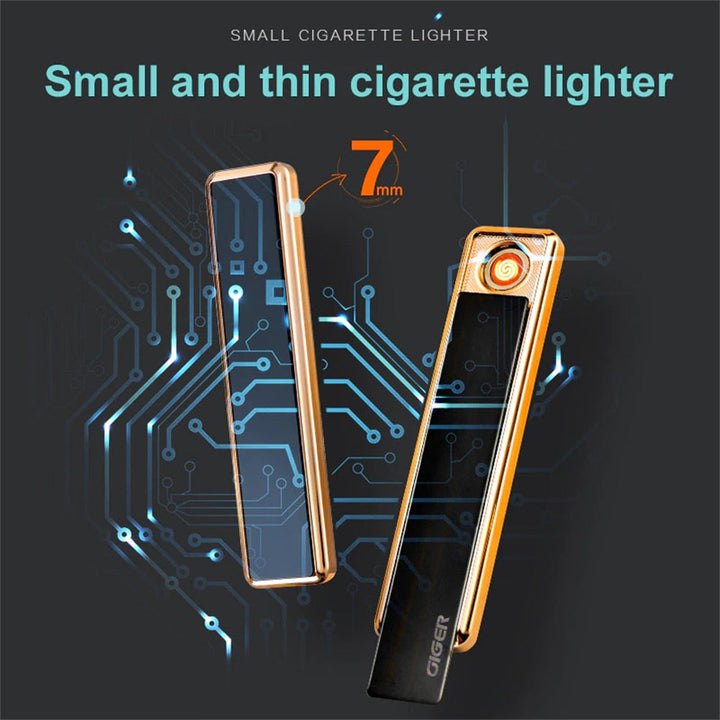 New Metal USB Rechargeable Lighter Easy to Carry Windproof Lighter Cigarette Accessories Men's Exquisite Gift Gadgets