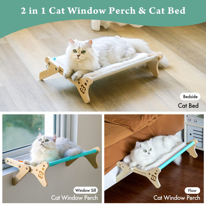 Mewoofun Cat Window Perch Cat Bed Hammock Adjustable Sturdy Durable Steady Bed Providing All-Around Sunbath Washable Space Save