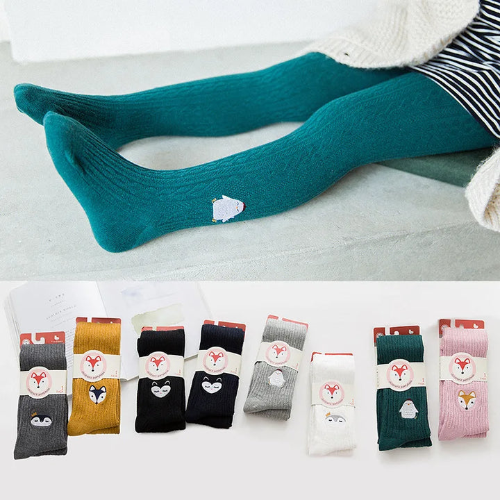 Baby Pantyhose Girls Tights Embroidery Cartoon Pattern Girl Pants Cotton Winter Stockings Trousers Autumn Tights 1-12 Years