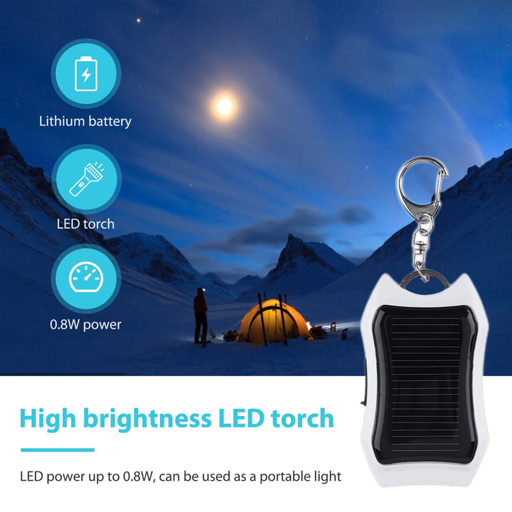 Portable Solar Power Bank Charger with Flashlight Outdoor Keychain USB Port Solar Charger Camping Portable Powerbank for Phone