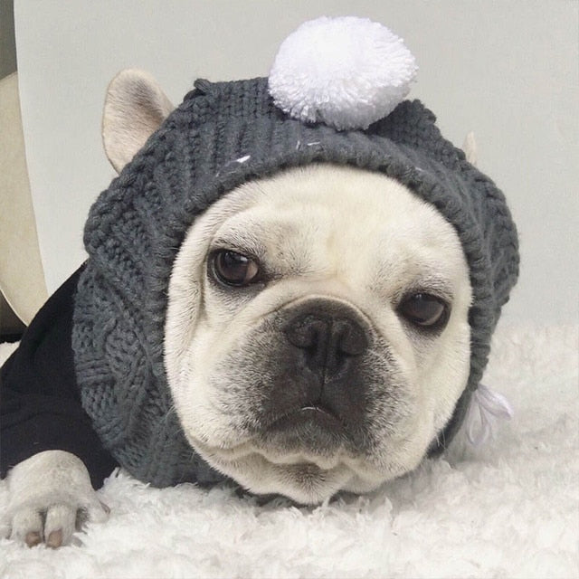 Winter Pet Hat Christmas Dog Cap Fat Large Dog Hats for Dogs Cats Accessories French Bulldog Caps for Dogs Labrador New Year Hat