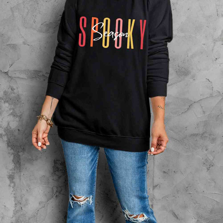 Round Neck Long Sleeve SPOOKY SEASON Graphic Sweatshirt