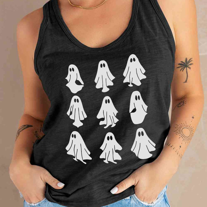 Round Neck Ghost Graphic Tank Top