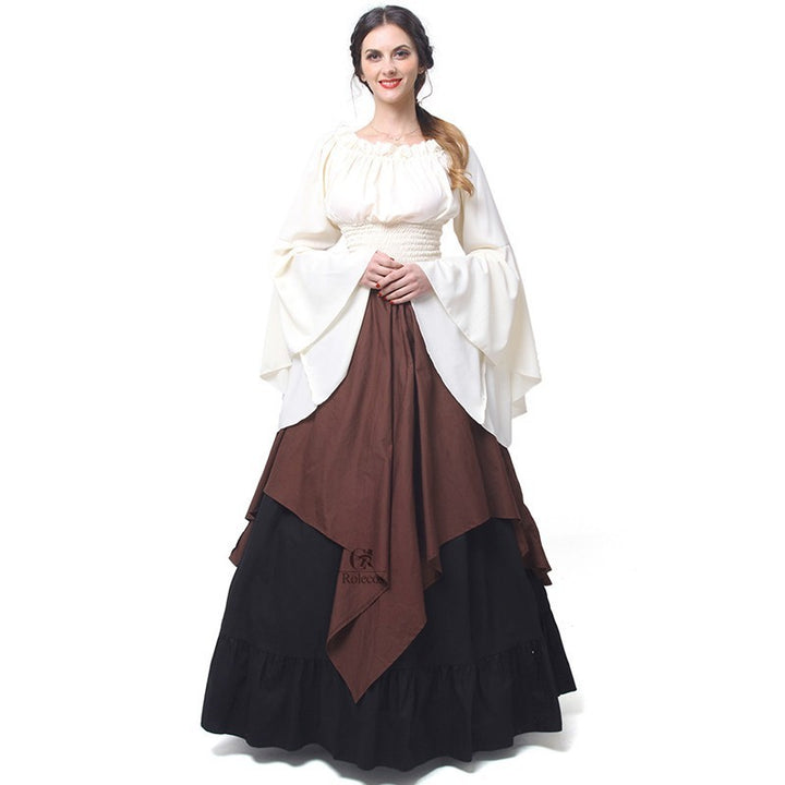 New European And American Long Sleeve Dress Women's Medieval Clothing