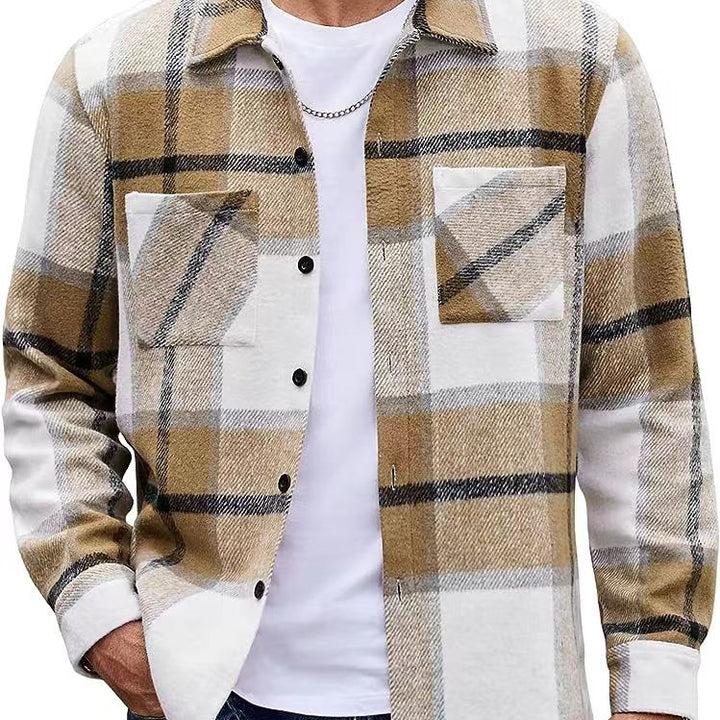 Men's High-end Thermal Plaid Padded Shirt Coat