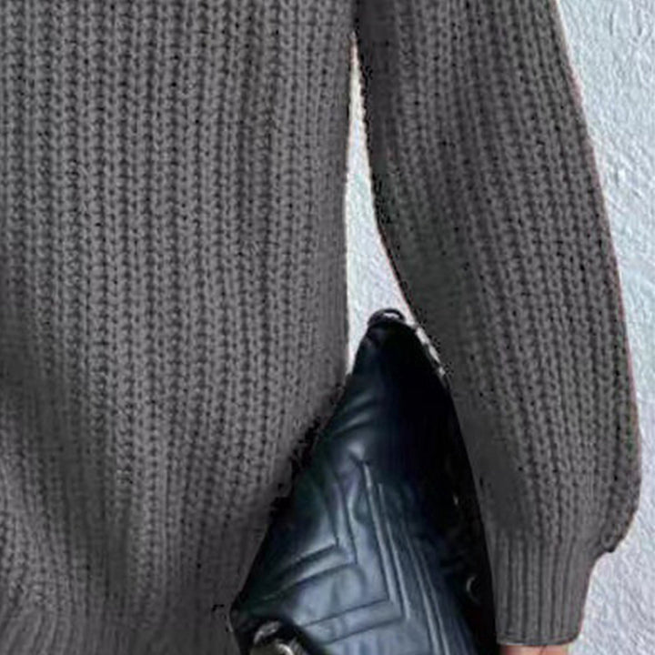 Full Size Turtleneck Rib-Knit Slit Sweater