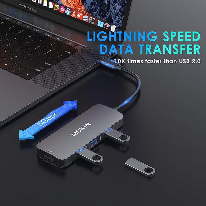 USB C Hub for Macbook Pro/Air, USB C Adapter, USB C Dongle, 7 in 1 Multiport Docking Station to 3 USB 3.0, 4K HDMI, SD/TF Card Reader and 100W PD Adapter