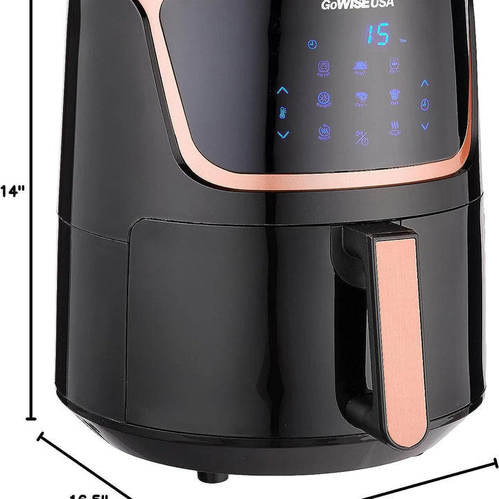Gowise USA GW22955 7-Quart Electric Air Fryer with Dehydrator & 3 Stackable Racks, Digital Touchscreen with 8 Functions + Recipes, 7.0-Qt, Black/Copper
