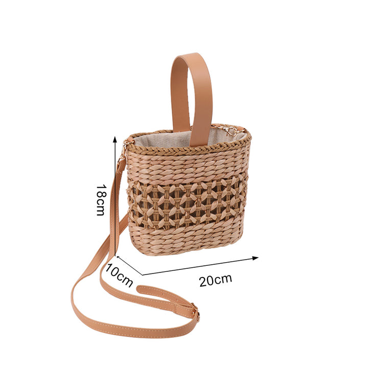Natural Corn Husk Pastoral Art Female Bag Woven Chain Buckle Straw Bag