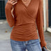 Ruched Surplice Long Sleeve Blouse