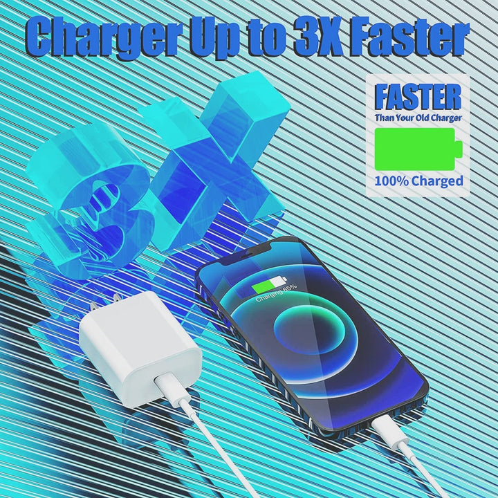 Iphone Charger Fast Charging [Mfi Certified] 20W PD USB C Wall Charger with 10 FT Type C to Lightning Cable, Iphone Fast Charger Block Compatible with Iphone 14/13/12 Pro Max/11/Xs/Max/Xr