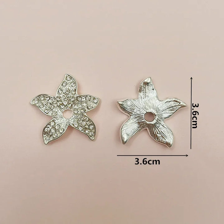 4 Pcs/Lot Hot Sale Christmas Decorative Plating Metal Sea Sand Starfish Buttons Gold Button In Rhinestones AlloyAccessories
