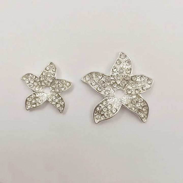 4 Pcs/Lot Hot Sale Christmas Decorative Plating Metal Sea Sand Starfish Buttons Gold Button In Rhinestones AlloyAccessories