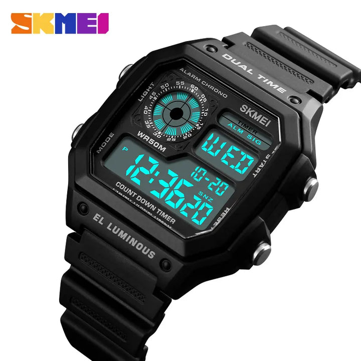 SKMEI Outdoor Countdown Sport Watch Men PU Strap Multifunction Waterproof Watches Alarm Male Digital Watch reloj hombre 1299