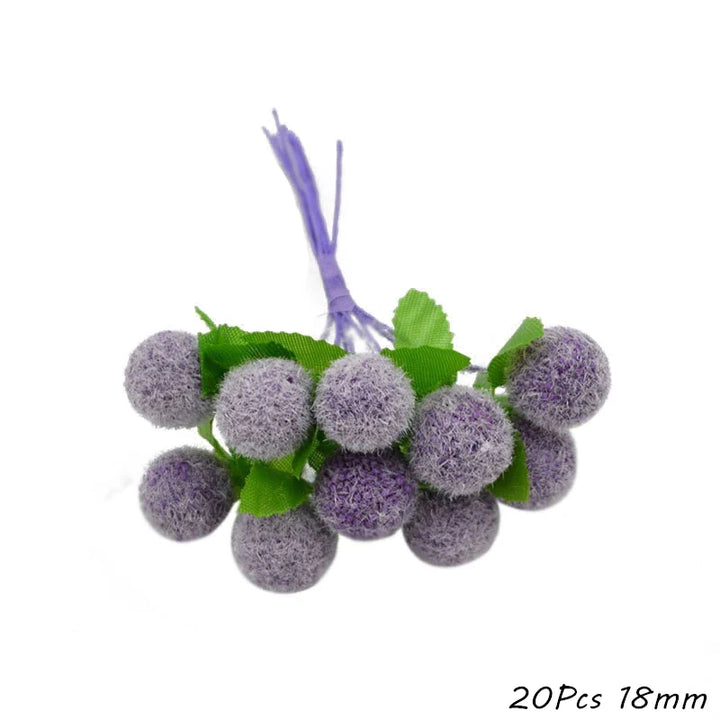 Mix Purple Artificial Flower Cherry Stamen Berries Bundle DIY Christmas Decoration Wedding Cake Gift Box Wreaths Xmas Decor
