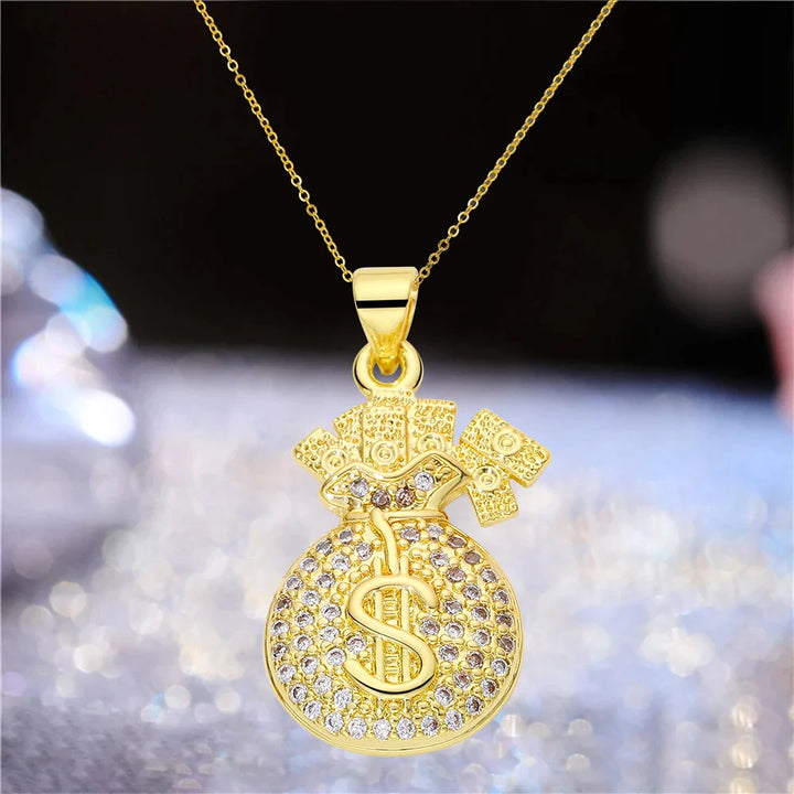 Juya 18K Real Gold Plated Micro Pave Zircon Butterfly Horse Bees Cat Leopard Pendant Necklace For Women Birthday Christmas Gift
