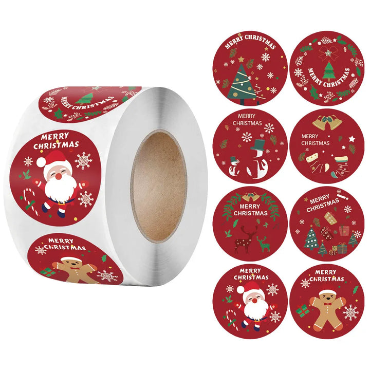 Merry Christmas Stickers Self-adhesive Christmas Tree Santa Claus Seal Labels Holiday Stickers For Gift Sealing Christmas Decor
