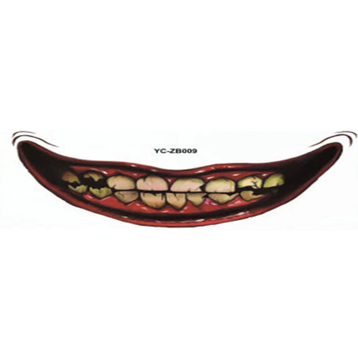 12sheets Halloween Big Mouth Tattoo Stickers Diy Horror Lip Scratched Face Stickers Decors Day Of The Dead Body Art Fake Tattoos