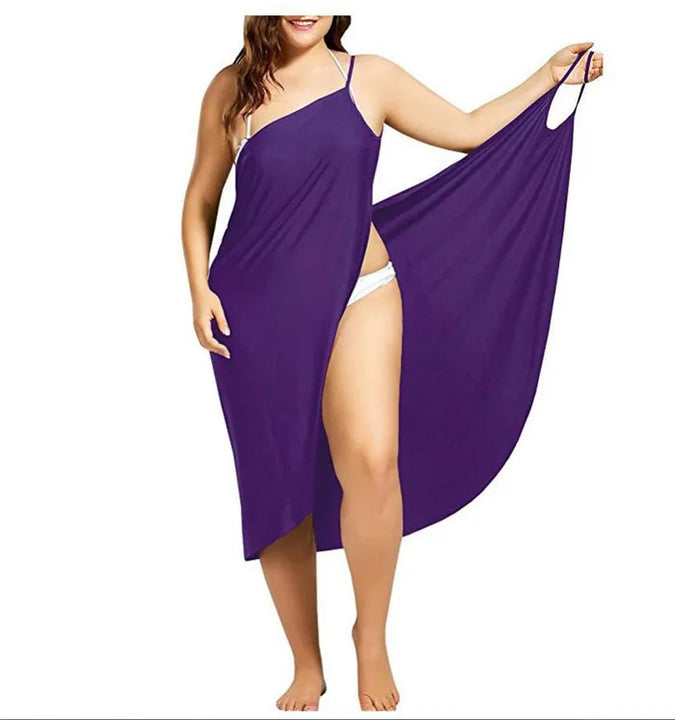 Summer Beach Sexy Women Solid Color Wrap Dress Sun Protection Bikini Cover Up Sarongs Female Bathing Suit Swimwears